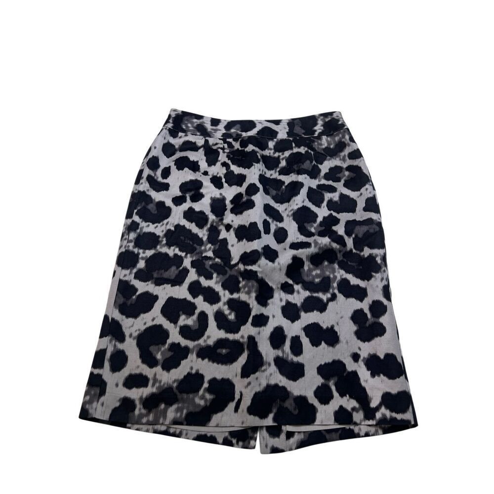 Banana Republic Women's Animal Print Linen Blend Pencil Skirt Black Gray Size 2